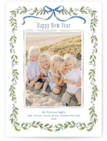 Holly Garland and Bow Christmas Photo Cards