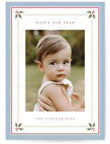 Holly Berry Border Christmas Photo Cards