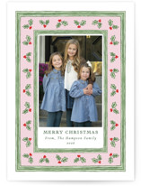 Holly Berry Frame Christmas Photo Cards