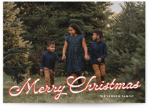 Retro Script Christmas Photo Cards