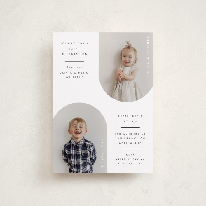 Joint Petite Children's Birthday Party Invitations by Hudson meet Rose ...