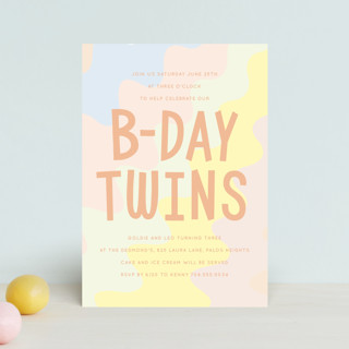 Bday Twins Petite Children's Birthday Party Invitations