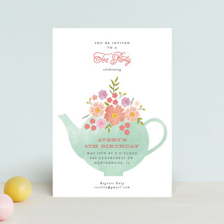 Tea Party Petite Children's Birthday Party Invitations