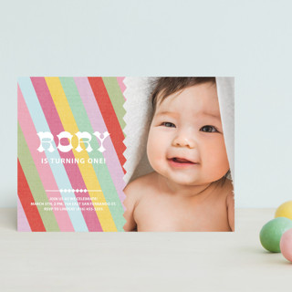 Circus Stripes Petite Children's Birthday Party Invitations