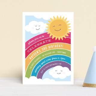 Joyful Rainbow Petite Children's Birthday Party Invitations