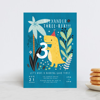 Three-Rex Petite Children's Birthday Party Invitations