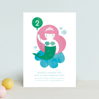 Mermaid Petite Children's Birthday Party Invitations