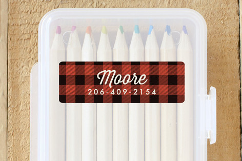 Buffalo Plaid Custom Name Labels