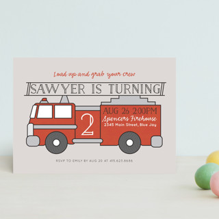 Fire House Party Children's Birthday Party Postcards