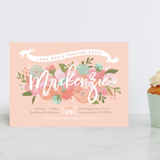 Blooming Peonies Children's Birthday Party Postcards