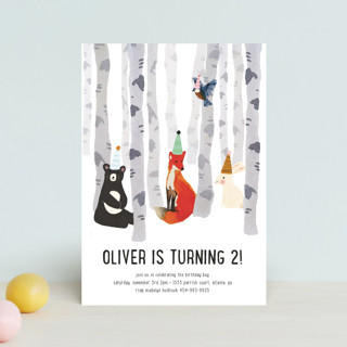 woodland winter Children's Birthday Party Postcards
