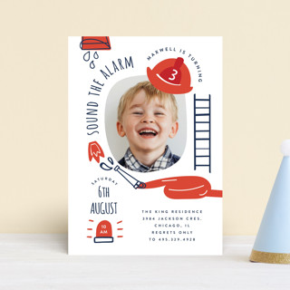 Little Fire Fighter Children's Birthday Party Postcards