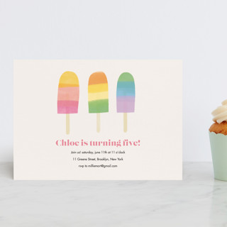 Rainbow Popsicles Children's Birthday Party Postcards