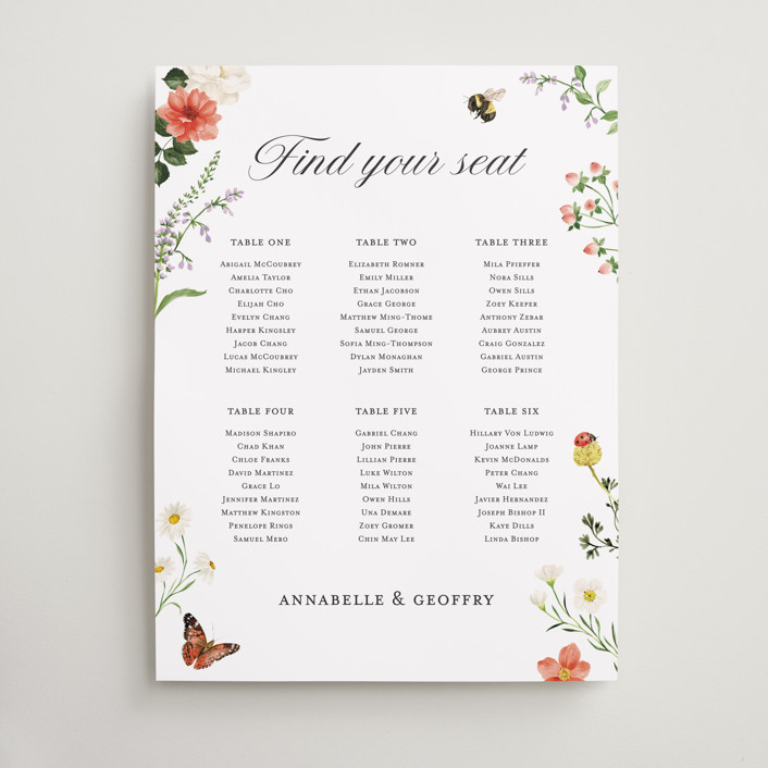 Fleur Custom Seating Charts by Sarah Knight Minted