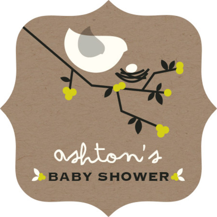 Nesting Bird Baby Shower Custom Stickers by fatfatin Minted