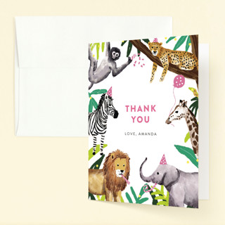 Jungle Party Children's Birthday Party Thank You Cards