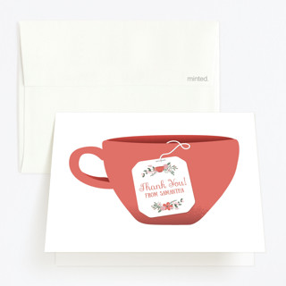 Modern Tea Party Children's Birthday Party Thank You Cards