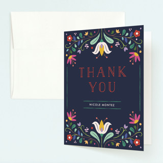 Folk Florals Children's Birthday Party Thank You Cards