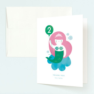 Mermaid Children's Birthday Party Thank You Cards