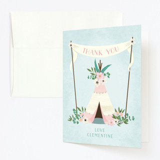 Boho teepee Children's Birthday Party Thank You Cards