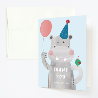 Party Hippo Children's Birthday Party Thank You Cards