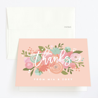 Blooming Peonies Children's Birthday Party Thank You Cards