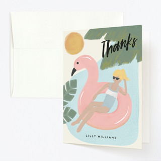 splash flamingo Children's Birthday Party Thank You Cards