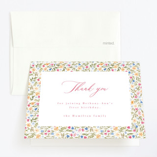 Flowers & Butterflies Children's Birthday Party Thank You Cards