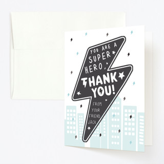 Calling All Superheroes Children's Birthday Party Thank You Cards