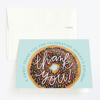 donut party Children's Birthday Party Thank You Cards