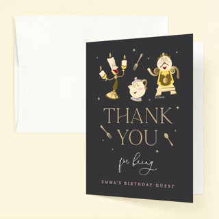 Disney's Beauty And The Beast Be Our Guest Children's Birthday Party Thank You Cards