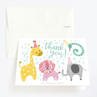Jungle Party Animals Children's Birthday Party Thank You Cards
