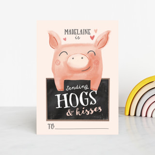 Piggy Kisses Classroom Valentine's Day Cards