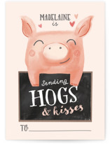 Piggy Kisses Classroom Valentine's Day Cards