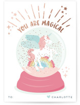 Magic glitter unicorn Foil-Pressed Classroom Valentine's Day Cards