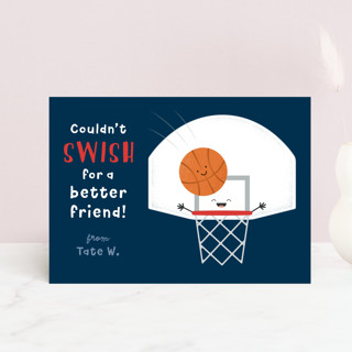 Basketball Swish Postcard Classroom Valentine's Day Cards