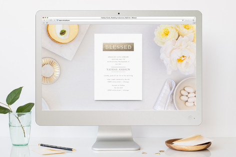 Golden Blessing Baptism and Christening Online Invitations