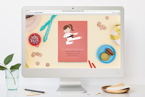 Karate + Cake Children's Birthday Party Online Invitations