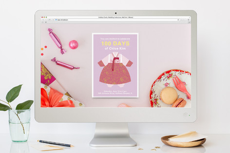 Korean Princess 100 Day Baby Party Online Invitations
