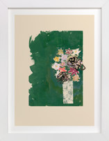 Bouquet against painted green background Fine Art Prints