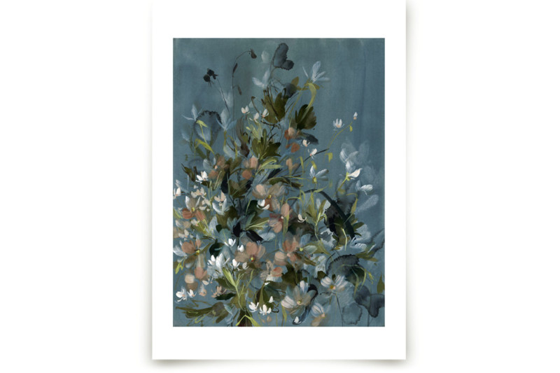 "Hydrangeas at Dusk" - Painting Limited Edition Art Print by Kelly Ventura.
