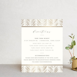 elegant herringbone Foil-Pressed Direction Cards
