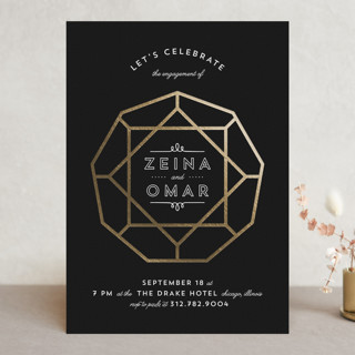 Glamorous Foil-Pressed Engagement Party Invitations