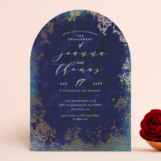 Elegant sea Foil-Pressed Engagement Party Invitations