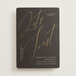 Sparkled Toast Foil-Pressed Engagement Party Invitations