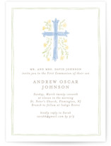 Botanical Cross First Holy Communion Invitations