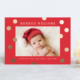 a merry welcome Foil-Pressed Holiday Birth Announcements