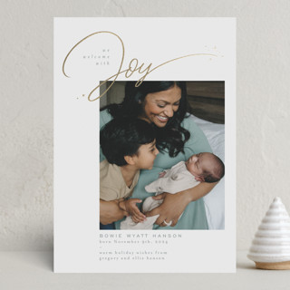 Blissfully Foil-Pressed Holiday Birth Announcements