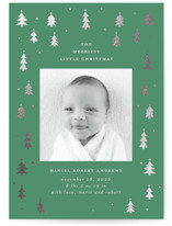 Merry Little Trees Foil-Pressed Holiday Birth Announcements