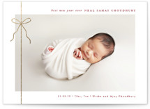 Crisp Bow Foil-Pressed Holiday Birth Announcements